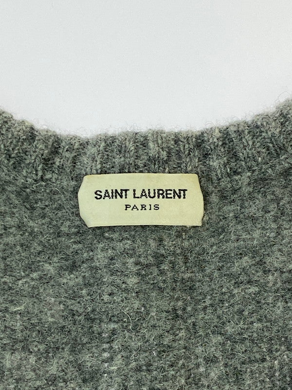 【中古品】【メンズ】 SAINT LAURENT サンローラン 352800 ウールカシミア Vネック ニット トップス 141-260215-SH-03-min サイズ：M カラー：グレー 万代Net店