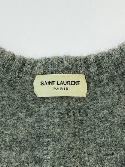 【中古品】【メンズ】 SAINT LAURENT サンローラン 352800 ウールカシミア Vネック ニット トップス 141-260215-SH-03-min サイズ：M カラー：グレー 万代Net店