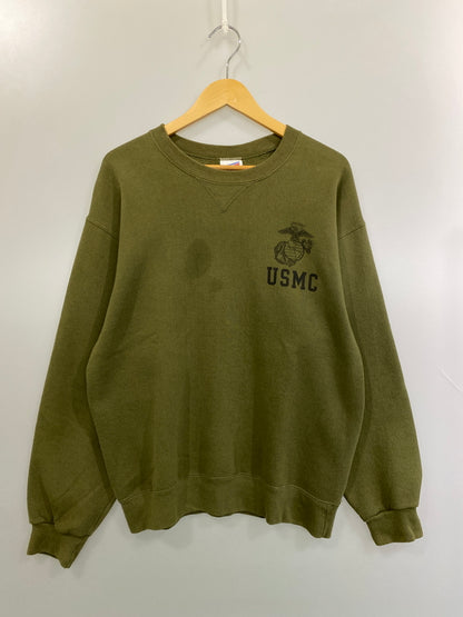 【現状渡し品】【メンズ】 SOFFE ソフィー 90's USMC PRINT CREW SWEAT 90年代 プリント クルー スウェットシャツ トレーナー トップス 146-260715-yn-12-min サイズ：M カラー：オリーブ 万代Net店
