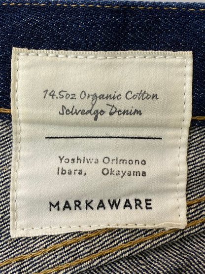 【中古品】【メンズ】 markaware マーカウェア FRONT PLEATS PEGTOP SIDELINE ORGANIC WOOL TROPICAL A18A-22PT02C フロントプリーツ レグトップ サイドライン オーガニック ウール トロピカルパンツ ボトムス 151-260214-kk-20-min サイズ：1 カラー：インディゴ 万代Net店