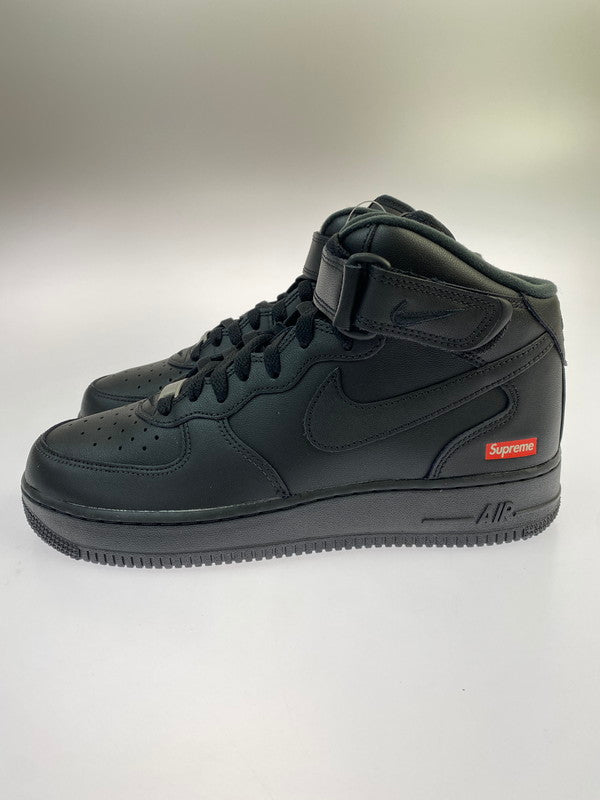 【未使用品】【メンズ】 NIKE ナイキ × Supreme シュプリーム 別注 コラボ AIR FORCE 1 MID SP FZ8784-001 エア フォース 1 ミッド スペシャル スニーカー 靴 160-260211-kk-01-min カラー：BLACK/BLACK-BLACK 万代Net店