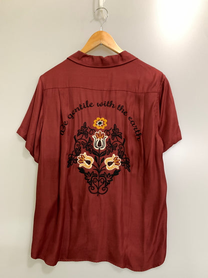 【中古品】【メンズ】 VARDE77 バルデセブンティセブン FLOWER BOLLING SHIRTS 9017SS-CM-SR01 フラワー ボウリング シャツ メンズ トップス 半袖シャツ 花 刺繍 140-260731-em-62-min サイズ：1 カラー：マルーン 万代Net店