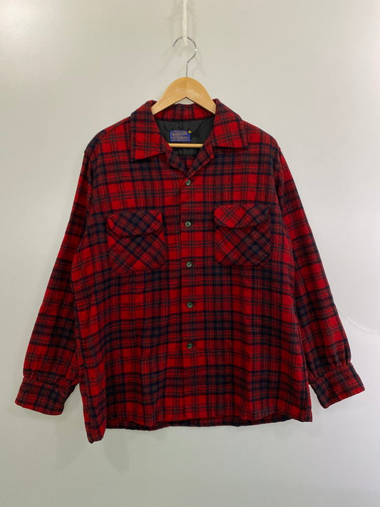 【中古品】【メンズ】 PENDLETON ペンドルトン BOARD SHIRT 50'S ボード シャツ 50年代 メンズ トップス ヴィンテージ 長袖 146-260213-em-32-min サイズ：L カラー：レッド/ブラック（チェック） 万代Net店