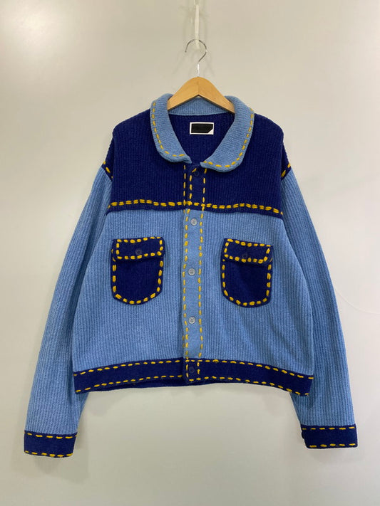 【中古品】【メンズ】 PHINGERIN フィンガリン 24AW PG1 KNIT PD-242-KN-011 ニットジャケット ライトアウター 140-260214-kk-04-min サイズ：L カラー：SAX×BLUEBLUE 万代Net店
