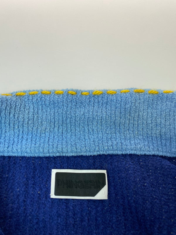 【中古品】【メンズ】 PHINGERIN フィンガリン 24AW PG1 KNIT PD-242-KN-011 ニットジャケット ライトアウター 140-260214-kk-04-min サイズ：L カラー：SAX×BLUEBLUE 万代Net店