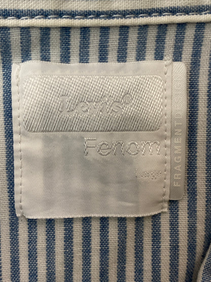 【中古品】【メンズ】 FRAGMENT フラグメントデザイン × LEVIS リーバイス HICKORY SS SHIRT ヒッコリー 半袖シャツ トップス 142-260626-jt-05-min サイズ：L カラー：LIGHTBLUE WHITE 万代Net店