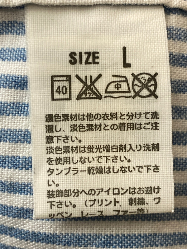 【中古品】【メンズ】 FRAGMENT フラグメントデザイン × LEVIS リーバイス HICKORY SS SHIRT ヒッコリー 半袖シャツ トップス 142-260626-jt-05-min サイズ：L カラー：LIGHTBLUE WHITE 万代Net店