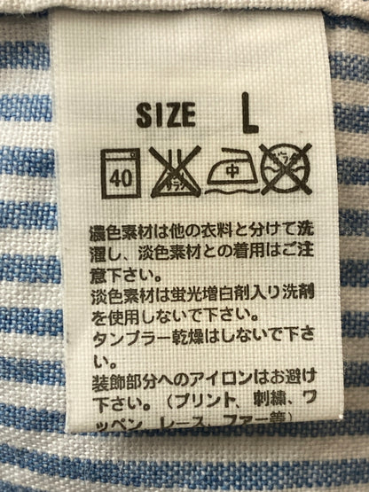 【中古品】【メンズ】 FRAGMENT フラグメントデザイン × LEVIS リーバイス HICKORY SS SHIRT ヒッコリー 半袖シャツ トップス 142-260626-jt-05-min サイズ：L カラー：LIGHTBLUE WHITE 万代Net店
