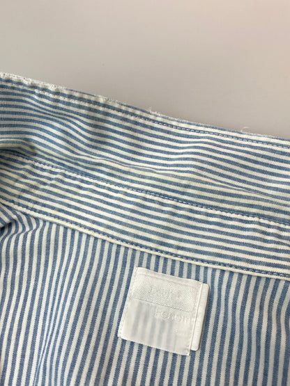 【中古品】【メンズ】 FRAGMENT フラグメントデザイン × LEVIS リーバイス HICKORY SS SHIRT ヒッコリー 半袖シャツ トップス 142-260626-jt-05-min サイズ：L カラー：LIGHTBLUE WHITE 万代Net店