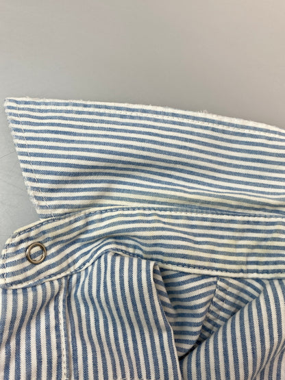 【中古品】【メンズ】 FRAGMENT フラグメントデザイン × LEVIS リーバイス HICKORY SS SHIRT ヒッコリー 半袖シャツ トップス 142-260626-jt-05-min サイズ：L カラー：LIGHTBLUE WHITE 万代Net店
