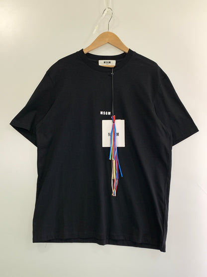 【中古品】【メンズ】 MSGM エムエスジーエム LOGO TEE ロゴ ティーシャツ 2000MM500 メンズ 半袖 ショートスリーブ 141-260709-hu-01-min サイズ：L カラー：ブラック 万代Net店