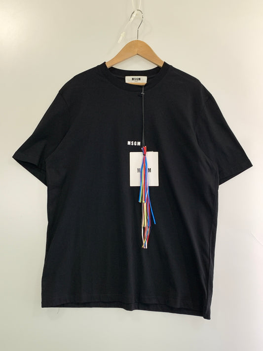 【中古品】【メンズ】 MSGM エムエスジーエム LOGO TEE ロゴ ティーシャツ 2000MM500 メンズ 半袖 ショートスリーブ 141-260709-hu-01-min サイズ：L カラー：ブラック 万代Net店