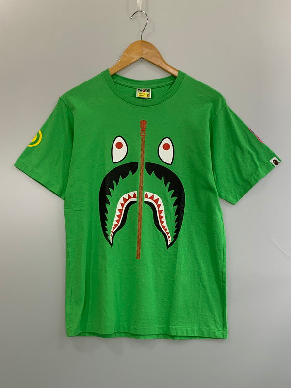 【中古品】【メンズ】 A BATHING APE アベイシングエイプ SHARK SS TEE ャーク ショートスリーブ ティーシャツ 半袖 Tシャツ メンズ 142-260630-hu-02-min サイズ：M カラー：グリーン 万代Net店