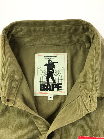 【中古品】【メンズ】 A BATHING APE アベイシングエイプ BOY SCOUT SHIRT ボーイ スカウト シャツ 長袖シャツ 142-260518-na-26-tagh サイズ：L カラー：ベージュ系 万代Net店