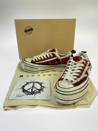 【中古品】【レディース】 XVESSEL GOP LOWS-YEAR OF THE TIGER F21X33R ヴェセル ローカーットスニーカー 靴 166-260219-yn-18-min サイズ：24.5cm カラー：RED 万代Net店