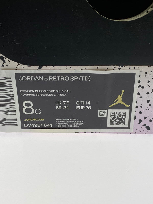 【中古品】【キッズ】 DJ KHALED × NIKE JORDAN 5 RETRO SP (TD) DV4981-641 DJキャレド ナイキ エア ジョーダン スニーカー 靴 173-260219-yn-19-min サイズ：14cm US8C カラー：CRIMSON BLISS/LECHE BLUE-SAIL 万代Net店