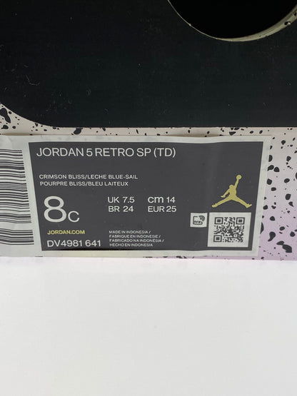 【中古品】【キッズ】 DJ KHALED × NIKE JORDAN 5 RETRO SP (TD) DV4981-641 DJキャレド ナイキ エア ジョーダン スニーカー 靴 173-260219-yn-19-min サイズ：14cm US8C カラー：CRIMSON BLISS/LECHE BLUE-SAIL 万代Net店