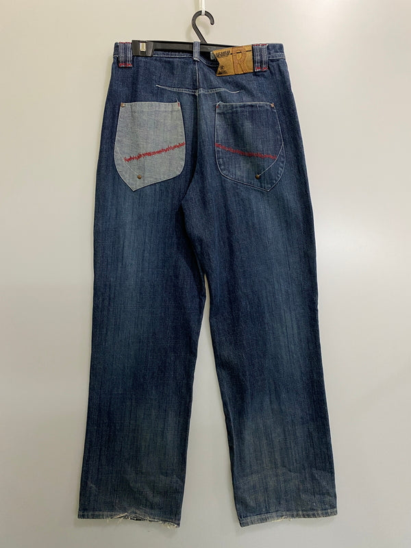 【中古品】【メンズ】 ROCA WEAR ロカウェア PATCH WORK DESIGN DENIM PANT パッチワーク デザイン デニム パンツ メンズ ボトムス ジーンズ ジーパン 157-260720-em-23-min サイズ：W32 カラー：インディゴ 万代Net店