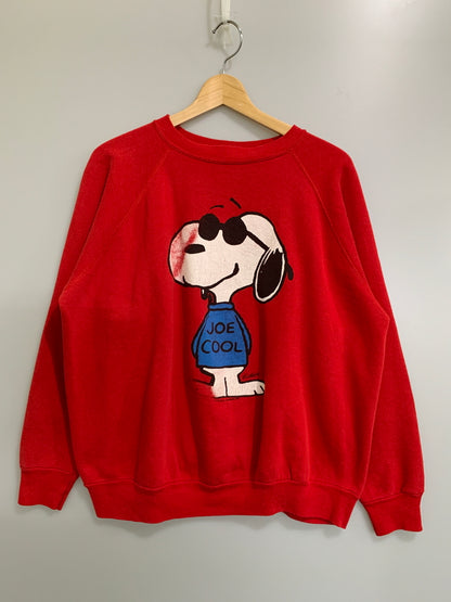 【現状渡し品】【メンズ】 SNOOPY スヌーピー 70-80S JOE COOL SWEAT SHIRT スウェットシャツ トレーナー ヴィンテージ 146-260718-AS-28-min サイズ：XL カラー：レッド 万代Net店