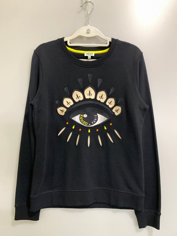【中古品】【レディース】 KENZO ケンゾー EYE CLASSIC SWEATSHIRT アイ クラシック スウェットシャツ F852SW7104XI トレーナー 長袖 ロングスリーブ 168-260812-hu-14-min サイズ：M カラー：ブラック 万代Net店