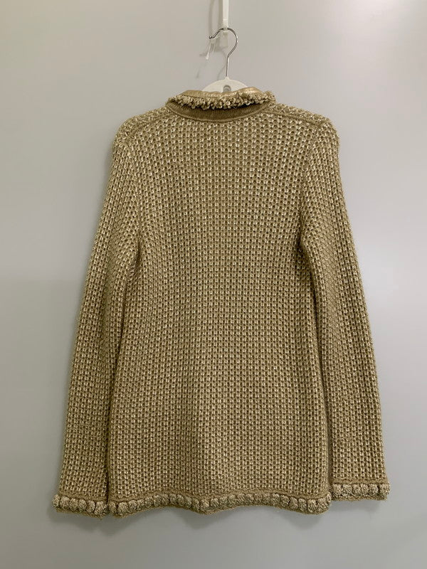 【中古品】【レディース】 CHANEL シャネル VINTAGE GOLD SHIMMER KNIT CARDIGAN SWEATER P23997V01600 ヴィンテージ ゴールド シマーニットカーディガン トップス 168-260607-SH-06-hon サイズ：38 カラー：オークル系/ゴールド 万代Net店