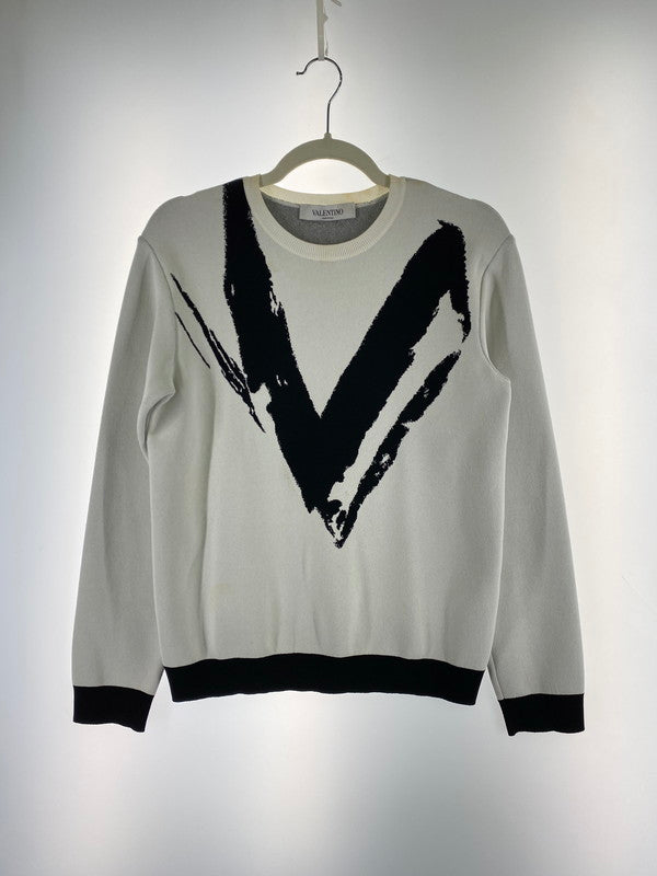 【中古品】【レディース】 VALENTINO ヴァレンティノ V LOGO KNIT SWEATER WB3KCC226HN ニット セーター トップス レディース 168-260220-em-17-min サイズ：S カラー：ホワイト 万代Net店