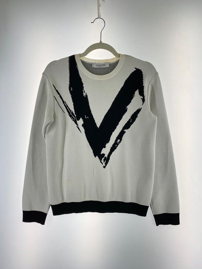 【中古品】【レディース】 VALENTINO ヴァレンティノ V LOGO KNIT SWEATER WB3KCC226HN ニット セーター トップス レディース 168-260220-em-17-min サイズ：S カラー：ホワイト 万代Net店