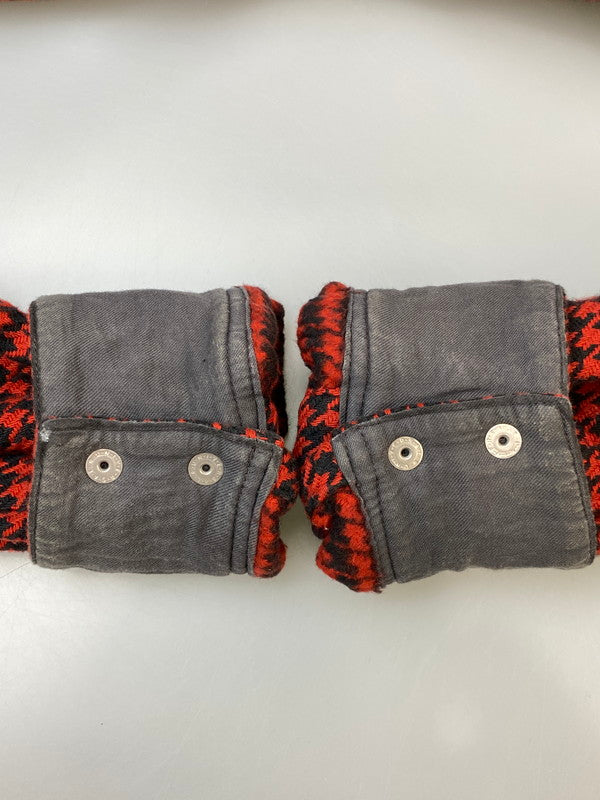 【現状渡し品】【メンズ】 THE FLAT HEAD ザ フラットヘッド ハウンズトゥース ウエスタンシャツ メンズ トップス 145-260714-hu-41-min サイズ：38 カラー：ブラック/レッド（千鳥柄） 万代Net店