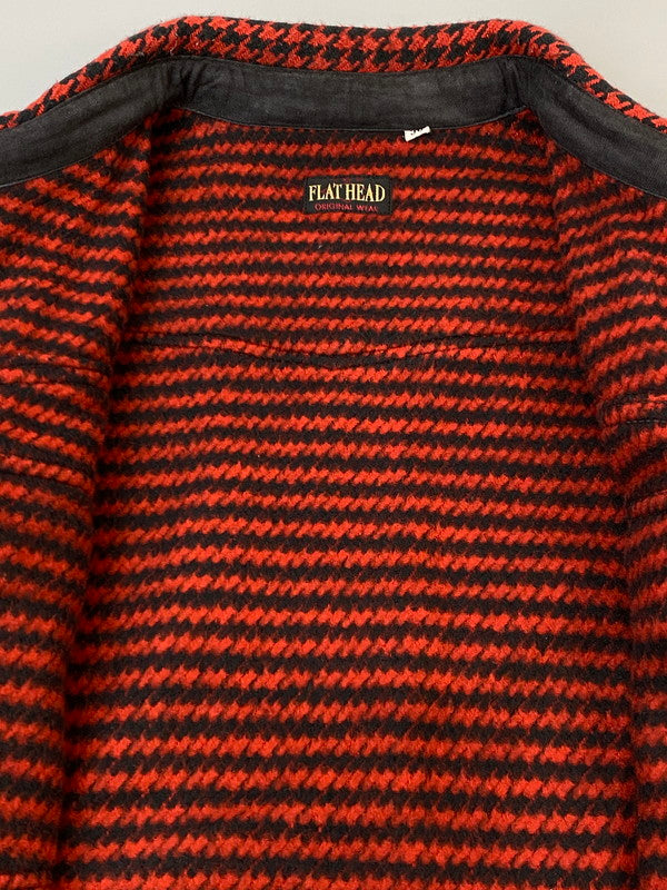 【現状渡し品】【メンズ】 THE FLAT HEAD ザ フラットヘッド ハウンズトゥース ウエスタンシャツ メンズ トップス 145-260714-hu-41-min サイズ：38 カラー：ブラック/レッド（千鳥柄） 万代Net店