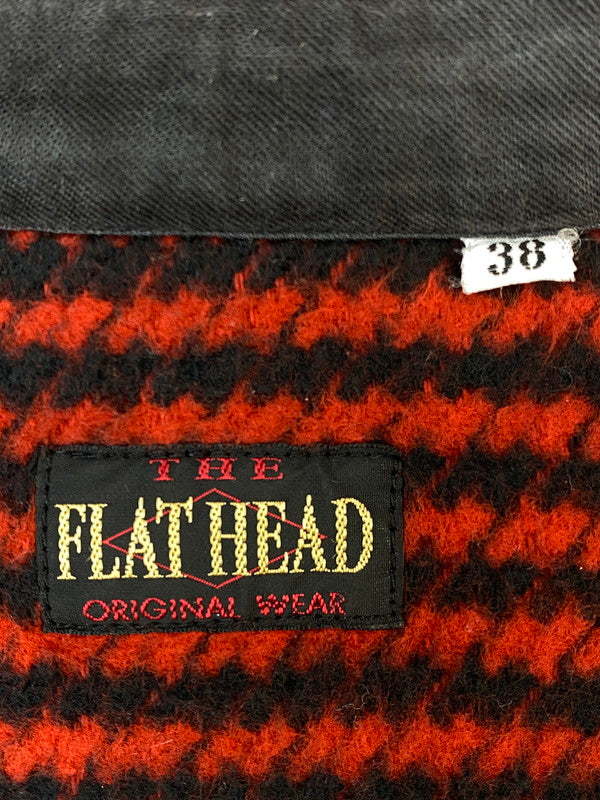【現状渡し品】【メンズ】 THE FLAT HEAD ザ フラットヘッド ハウンズトゥース ウエスタンシャツ メンズ トップス 145-260714-hu-41-min サイズ：38 カラー：ブラック/レッド（千鳥柄） 万代Net店