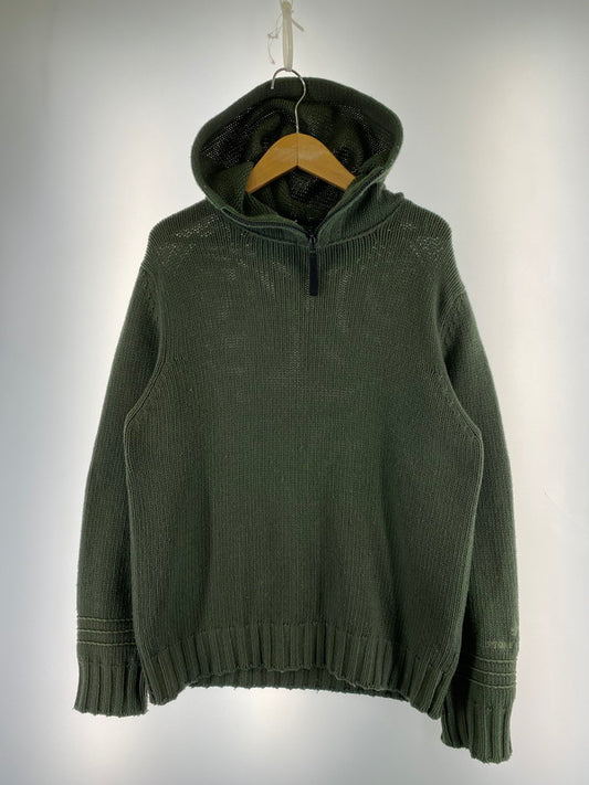 【中古品】【メンズ】 STONE ISLAND ストーンアイランド HALF ZIP KNIT PARKA GREEN 90S ハーフ ジップ ニット パーカー メンズ 141-260220-em-03-min サイズ：M カラー：グリーン 万代Net店