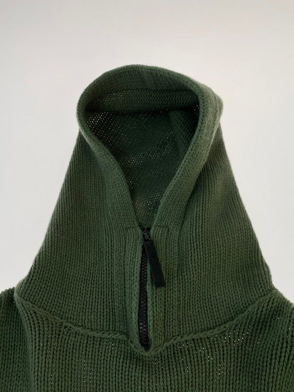 【中古品】【メンズ】 STONE ISLAND ストーンアイランド HALF ZIP KNIT PARKA GREEN 90S ハーフ ジップ ニット パーカー メンズ 141-260220-em-03-min サイズ：M カラー：グリーン 万代Net店