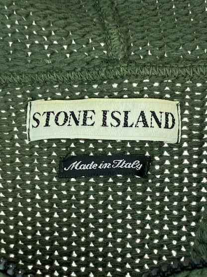 【中古品】【メンズ】 STONE ISLAND ストーンアイランド HALF ZIP KNIT PARKA GREEN 90S ハーフ ジップ ニット パーカー メンズ 141-260220-em-03-min サイズ：M カラー：グリーン 万代Net店