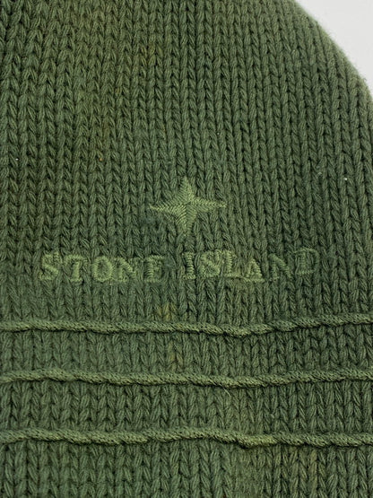 【中古品】【メンズ】 STONE ISLAND ストーンアイランド HALF ZIP KNIT PARKA GREEN 90S ハーフ ジップ ニット パーカー メンズ 141-260220-em-03-min サイズ：M カラー：グリーン 万代Net店