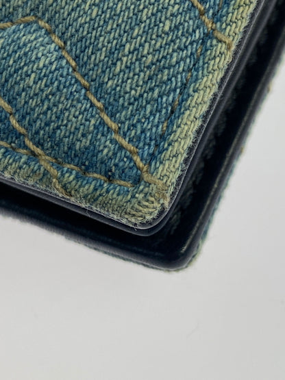 【中古品】【メンズ】 GUCCI グッチ GGマーモント デニム コンパクトウォレット 466492 財布 二つ折り財布 181-260530-KS-18-min カラー：ライトブルー 万代Net店