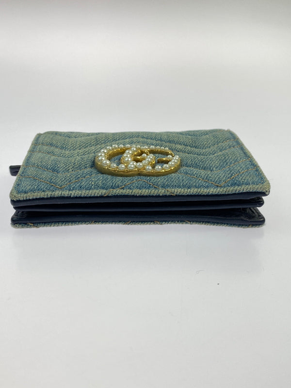 【中古品】【メンズ】 GUCCI グッチ GGマーモント デニム コンパクトウォレット 466492 財布 二つ折り財布 181-260530-KS-18-min カラー：ライトブルー 万代Net店