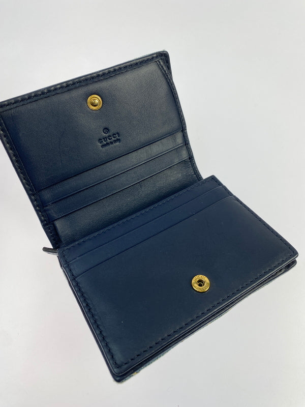 【中古品】【メンズ】 GUCCI グッチ GGマーモント デニム コンパクトウォレット 466492 財布 二つ折り財布 181-260530-KS-18-min カラー：ライトブルー 万代Net店