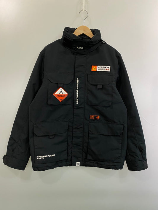 【現状渡し品】【メンズ】 AAPE BY A BATHING APE ZIPUP JACKET AAPJKM7316XXD エーエイプバイアベイシングエイプ ジップアップジャケット アウター 142-260217-yn-23-min サイズ：XL カラー：ブラック 万代Net店