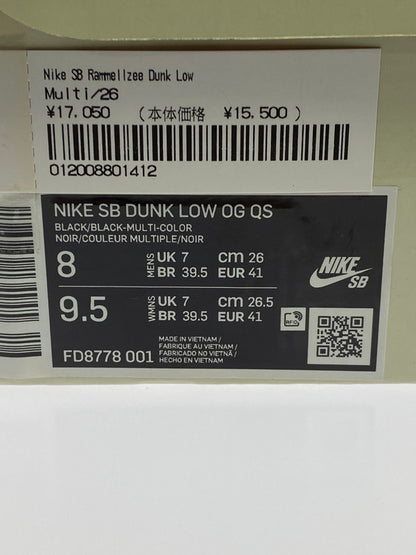 【中古品】【メンズ/レディース】 NIKE ナイキ ×SUPREME シュプリーム FD8778-001 DUNK LOW QS RAMMELLZEE 靴 シューズ スニーカー 160-260301-AS-1-min サイズ：26cm カラー：BLACK/BLACK-MULTI-COLOR 万代Net店