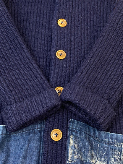 【中古品】【メンズ】 BLUE BLUE ブルーブルー COWCHIN KNIT カウチンニット メンズ セーター 145-260712-hu-39-min サイズ：1 カラー：ネイビー 万代Net店