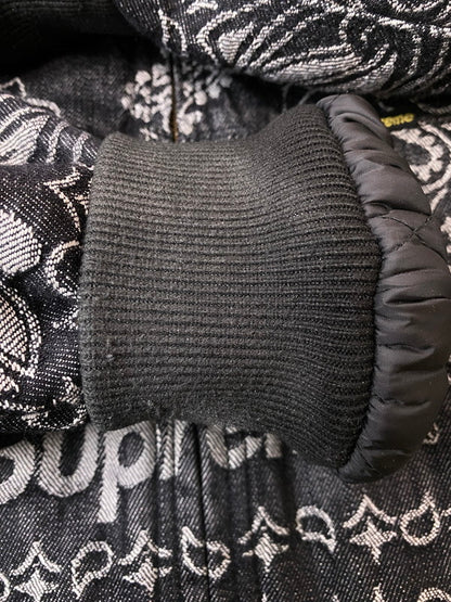 【中古品】【メンズ】 Supreme シュプリーム 25SS BANDANA JACQUARD DENIM HOODED WORK JACKET バンダナ ジャカード デニム フーディー ワーク ジャケット アウター 149-260222-SH-02-min サイズ：M カラー：ブラック 万代Net店