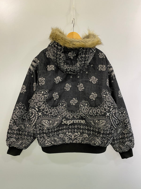 【中古品】【メンズ】 Supreme シュプリーム 25SS BANDANA JACQUARD DENIM HOODED WORK JACKET バンダナ ジャカード デニム フーディー ワーク ジャケット アウター 149-260222-SH-02-min サイズ：M カラー：ブラック 万代Net店