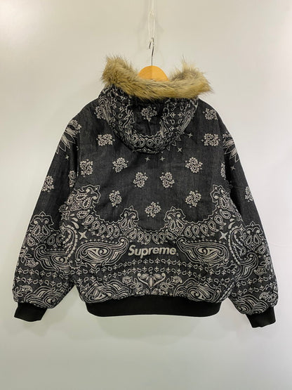 【中古品】【メンズ】 Supreme シュプリーム 25SS BANDANA JACQUARD DENIM HOODED WORK JACKET バンダナ ジャカード デニム フーディー ワーク ジャケット アウター 149-260222-SH-02-min サイズ：M カラー：ブラック 万代Net店