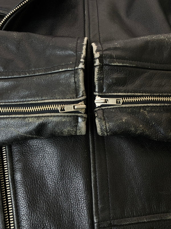 【中古品】【メンズ】 HARLEY DAVIDSON ハーレーダビッドソン LEATHER JACKET レザージャケット 本皮 アウター 145-260222-SH-09-min サイズ：XL カラー：ブラック 万代Net店