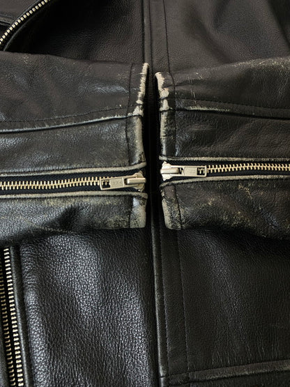 【中古品】【メンズ】 HARLEY DAVIDSON ハーレーダビッドソン LEATHER JACKET レザージャケット 本皮 アウター 145-260222-SH-09-min サイズ：XL カラー：ブラック 万代Net店