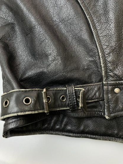 【中古品】【メンズ】 HARLEY DAVIDSON ハーレーダビッドソン LEATHER JACKET レザージャケット 本皮 アウター 145-260222-SH-09-min サイズ：XL カラー：ブラック 万代Net店