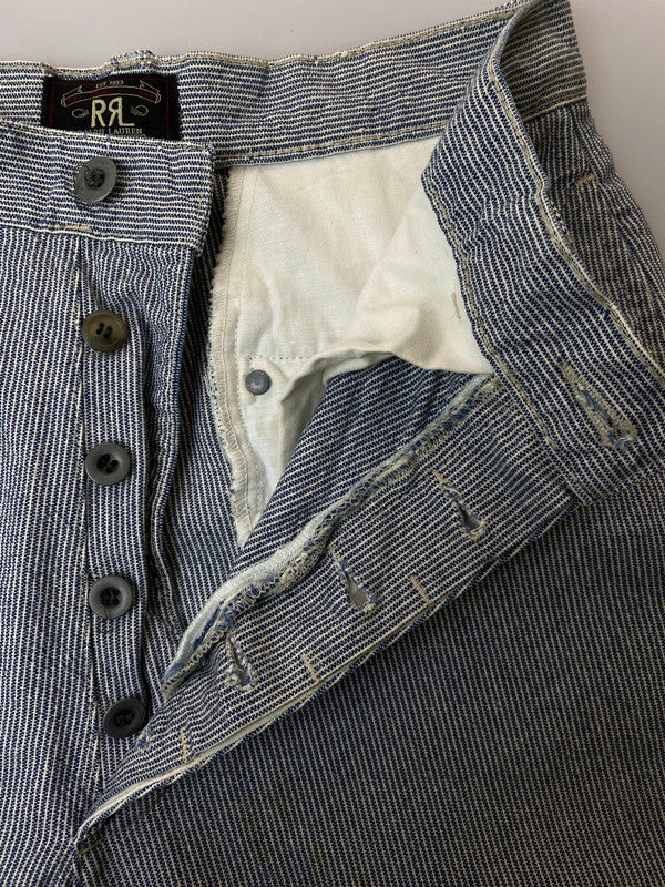 【中古品】【メンズ】 RRL ダブルアールエル HICKORY STRIPE PANTS ヒッコリーストライプパンツ ボトムス 156-260225-AS-23-min サイズ：28/32 カラー：ネイビー/ホワイト 万代Net店