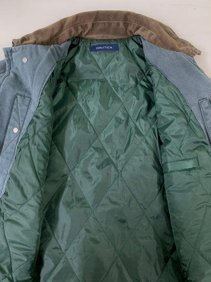 【中古品】【メンズ】 NAUTICA ノーティカ 253-1543 中綿クラッシュド ダックブルゾン アウター 147-260225-AS-2-min サイズ：M カラー：ブルーグレー/ブラウン 万代Net店
