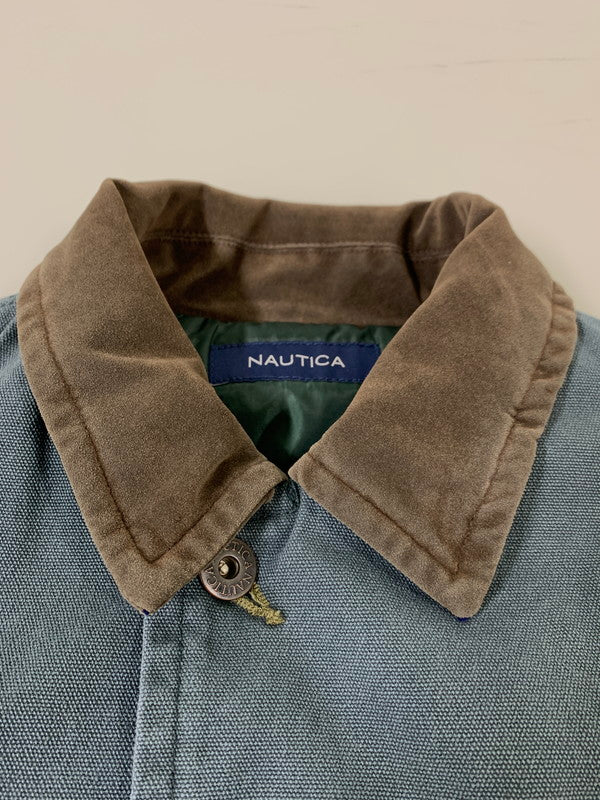 【中古品】【メンズ】 NAUTICA ノーティカ 253-1543 中綿クラッシュド ダックブルゾン アウター 147-260225-AS-2-min サイズ：M カラー：ブルーグレー/ブラウン 万代Net店