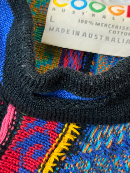 【中古品】【メンズ】 COOGI クージー PSYCHEDELIC 3D KNIT サイケデリック スリーディー ニット メンズ トップス コットン セーター 146-260227-em-41-min サイズ：L カラー：マルチカラー 万代Net店